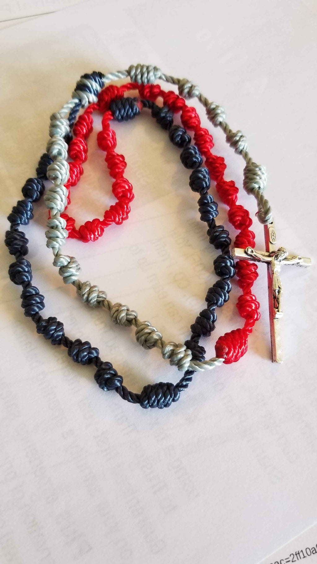 Tri-color Cord Knot Rosary for Prayer and Reflection
