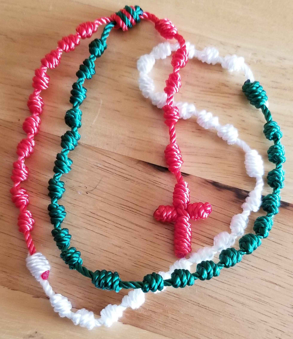 Tri-color Cord Knot Rosary for Prayer and Reflection